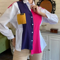 Patchwork Asymmetrical Shirt Spring