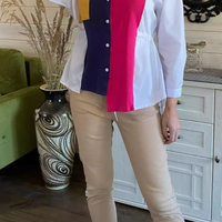 Patchwork Asymmetrical Shirt Spring