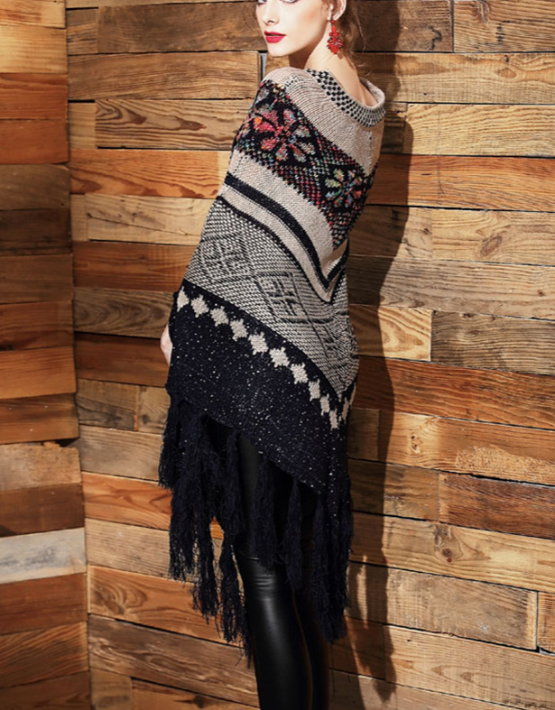 Vilena Warm Plaid Capes&Poncho