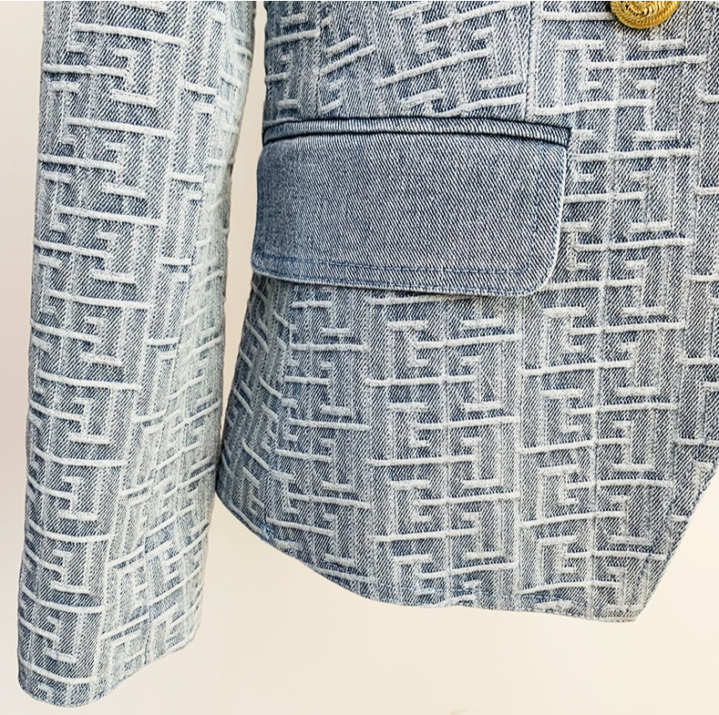 Geometric Denim Blazer