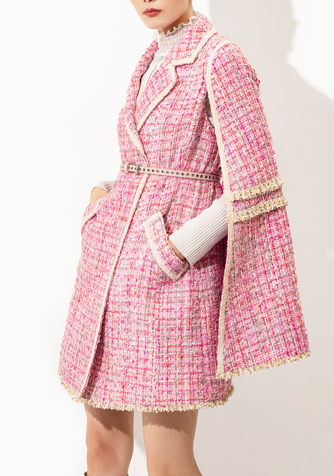 Eva Pink Cape Tweed Coat