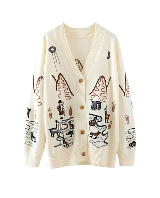 Embroidery knitted Cardigan