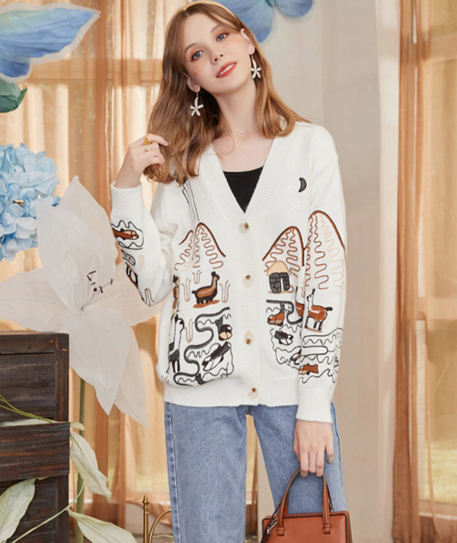 Embroidery knitted Cardigan