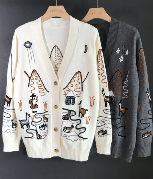 Embroidery knitted Cardigan