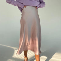 SATIN MIDI SKIRT