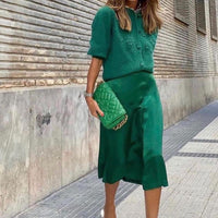 SATIN MIDI SKIRT