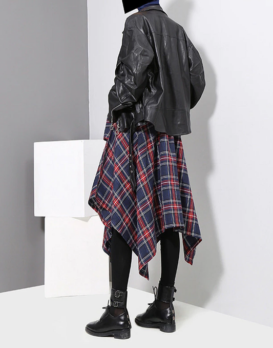 Mia Plaid  Loose Big Hem Skirt