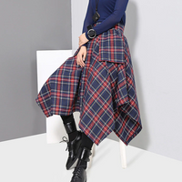 Mia Plaid  Loose Big Hem Skirt