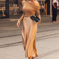 SATIN MIDI SKIRT