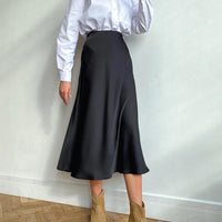 SATIN MIDI SKIRT