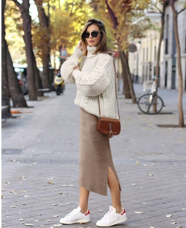 KNIT MIDI SKIRT