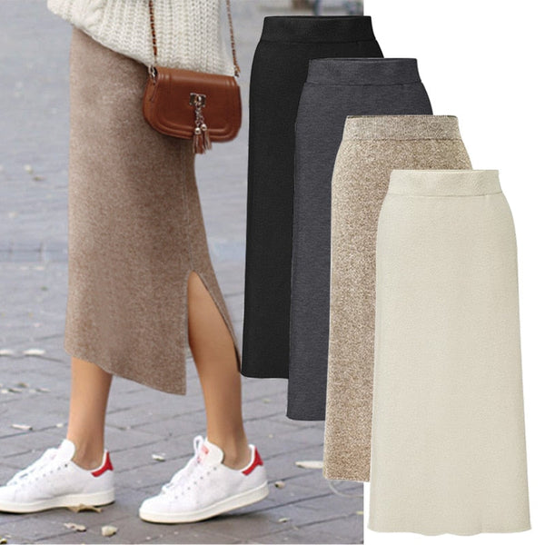 KNIT MIDI SKIRT