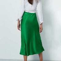 SATIN MIDI SKIRT