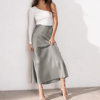 SATIN MIDI SKIRT