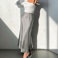 SATIN MIDI SKIRT