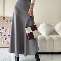 SATIN MIDI SKIRT