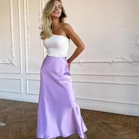 SATIN MIDI SKIRT
