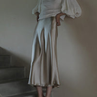 SATIN MIDI SKIRT