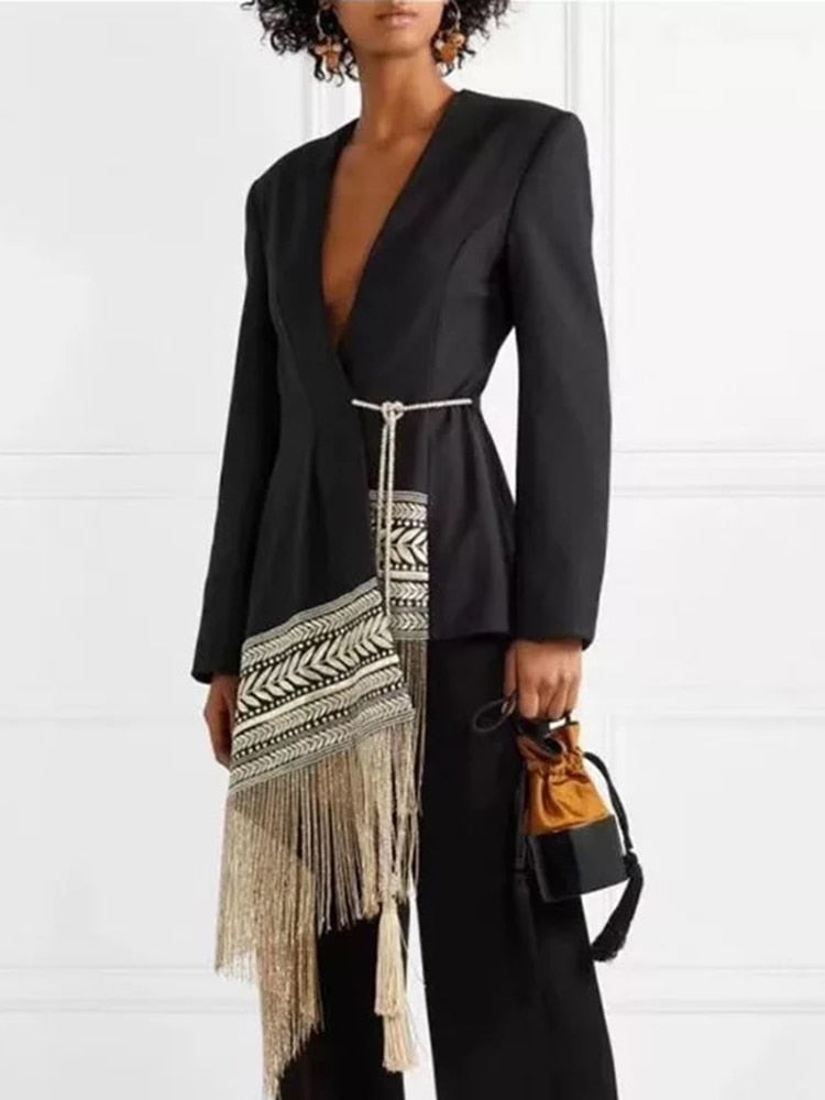 Vivian Asymmetric Embroidered Jacket