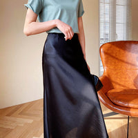 SATIN MIDI SKIRT