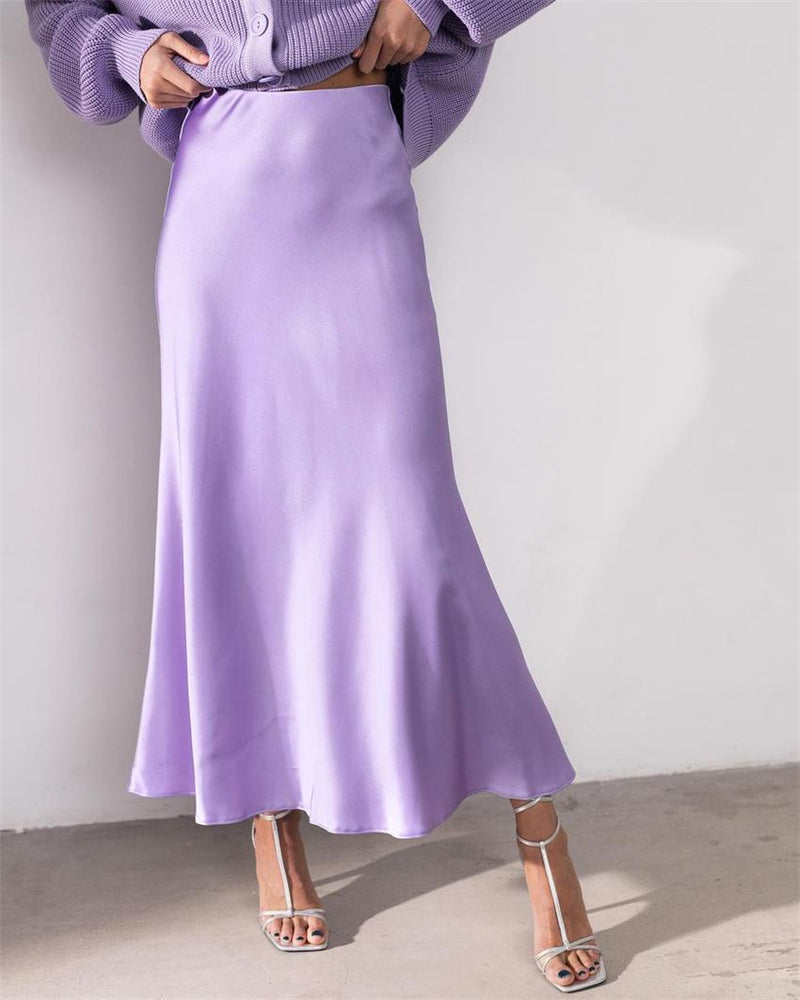 SATIN MIDI SKIRT