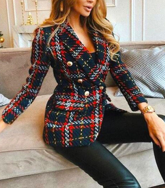 Red Stile Plaid Blazer