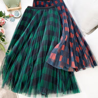 Linda Pleated Checked Skirt