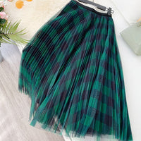 Linda Pleated Checked Skirt