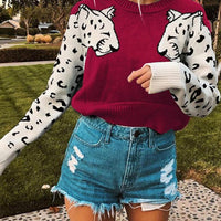 Leopard Pattern Knitted Sweater