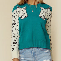Leopard Pattern Knitted Sweater