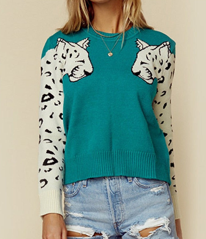 Leopard Pattern Knitted Sweater