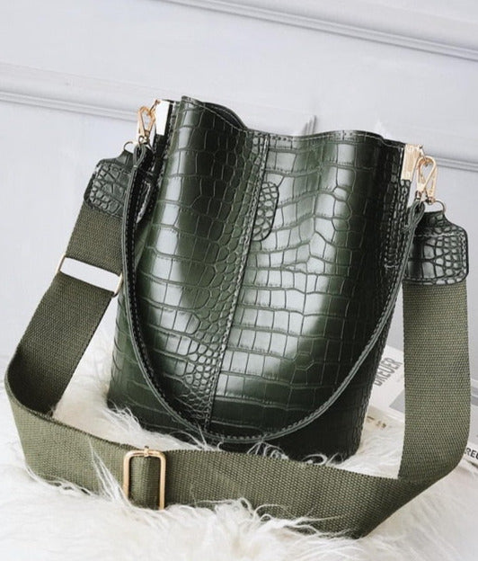 Anslo Crocodile Bucket Bag