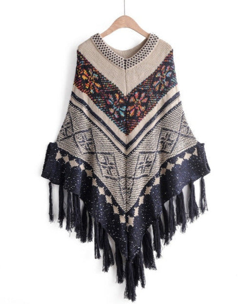 Vilena Warm Plaid Capes&Poncho