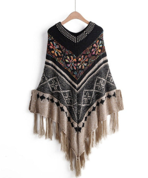 Vilena Warm Plaid Capes&Poncho