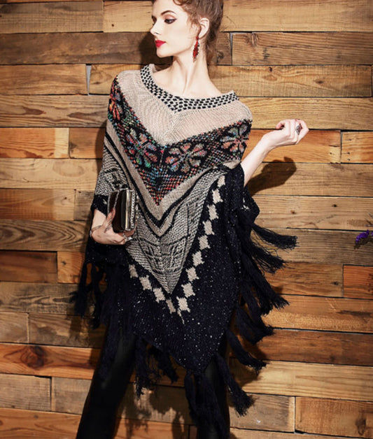 Vilena Warm Plaid Capes&Poncho