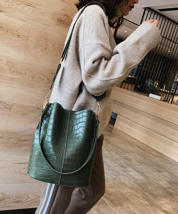 Anslo Crocodile Bucket Bag