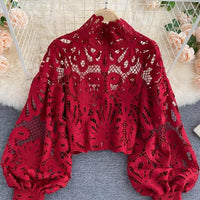 VINTAGE CROP RED BLOUSE