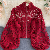 VINTAGE CROP RED BLOUSE