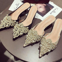 LA PEARL EMBELLISHED HEELS