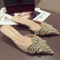 LA PEARL EMBELLISHED HEELS