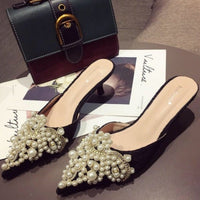 LA PEARL EMBELLISHED HEELS