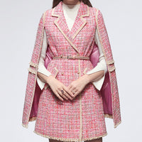 Eva Pink Cape Tweed Coat