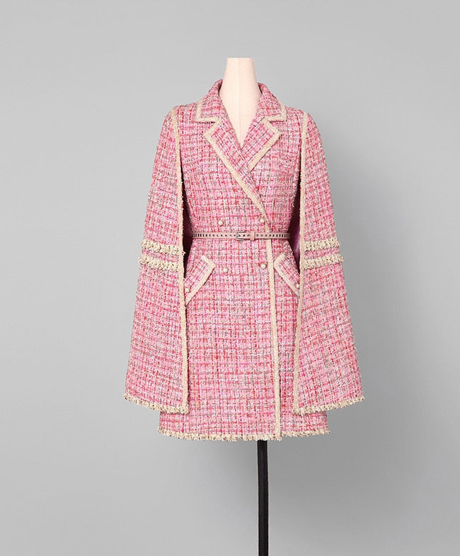 Eva Pink Cape Tweed Coat