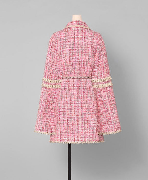 Eva Pink Cape Tweed Coat