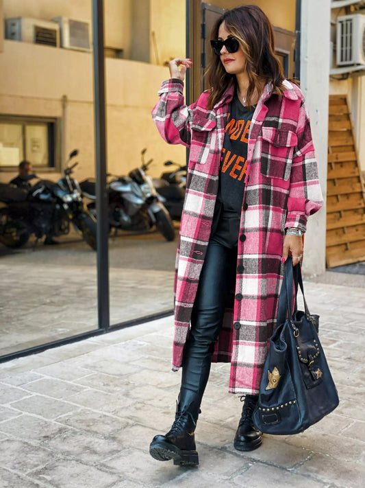 Molly Long Plaid Shirt&Woolen Coat