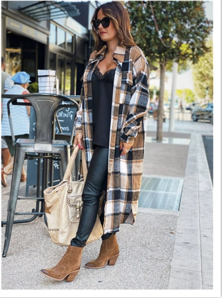 Molly Long Plaid Shirt&Woolen Coat