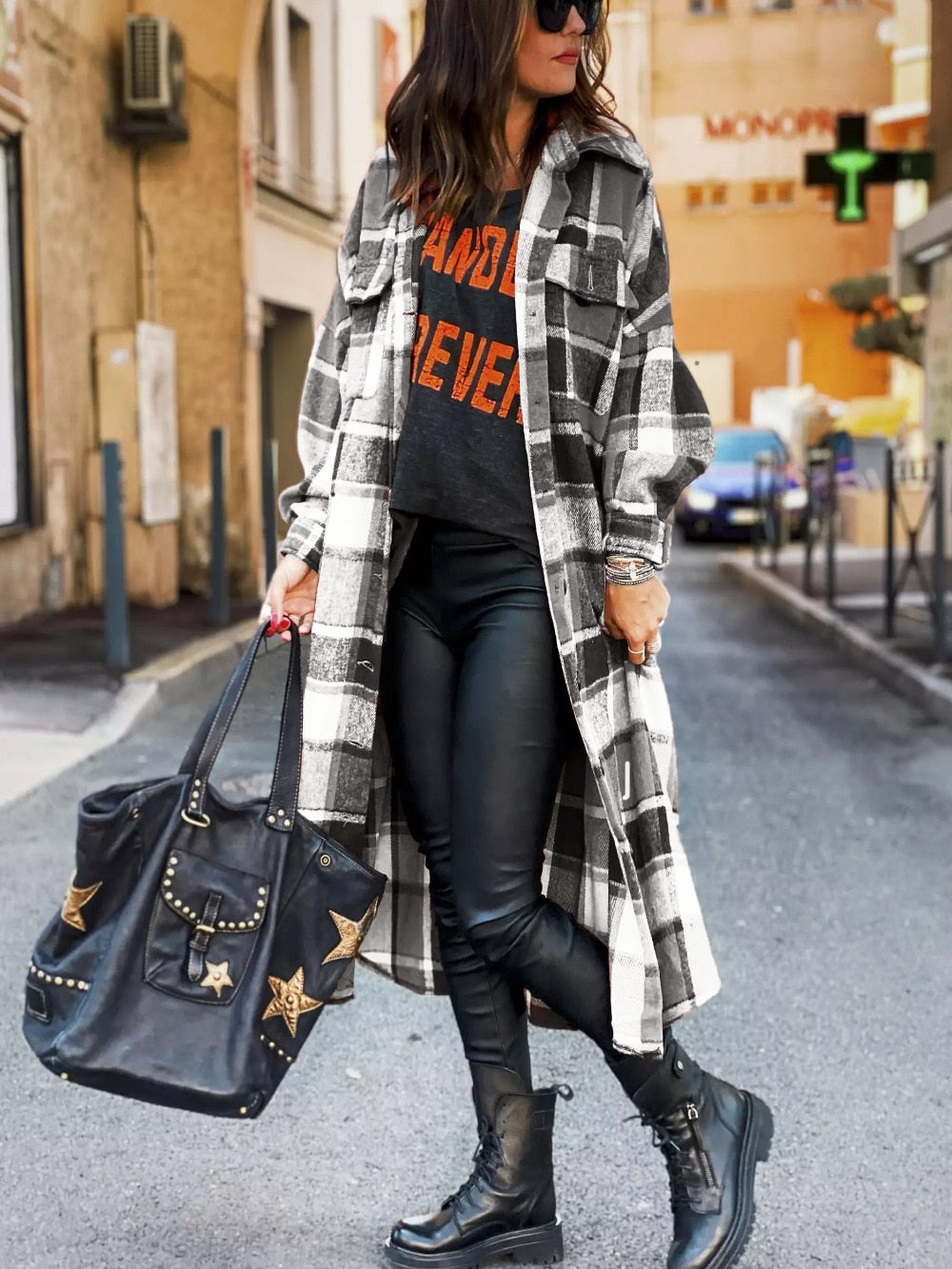 Molly Long Plaid Shirt&Woolen Coat