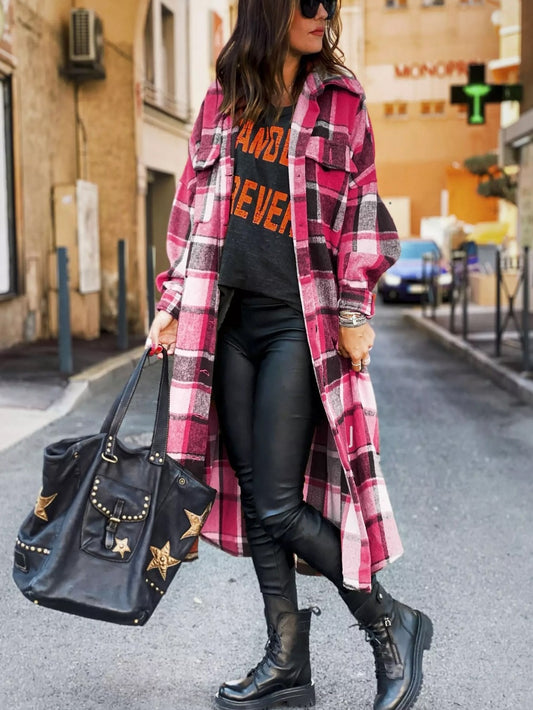 Molly Long Plaid Shirt&Woolen Coat