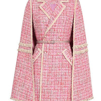 Eva Pink Cape Tweed Coat
