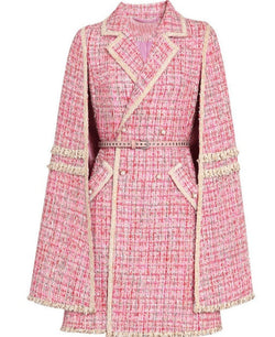 Eva Pink Cape Tweed Coat